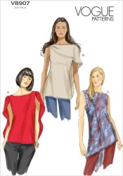 8907 Vogue Pullover  Sleeveless Top, Tunic, Drape Pattern XS-MED Uncut